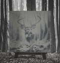 Set of Four Laser‑Engraved Slate Coasters: “Buck by the Brook”