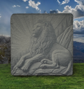 Laser‑Engraved Slate Coaster Set of Four Lion Laying on Stone at Sunrise