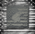 Laser‑Engraved Slate Coaster Set of Four Bald Eagle & American Flag