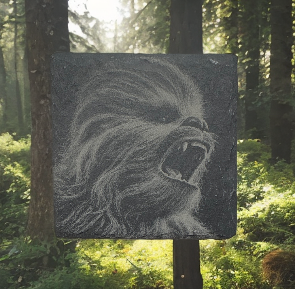 Set of Four Laser‑Engraved Slate Coasters: “Chewbacca : The Mighty Wookiee”