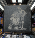 Laser‑Engraved Slate Coaster Set of Four  C‑3PO & R2‑D2 on a Starship