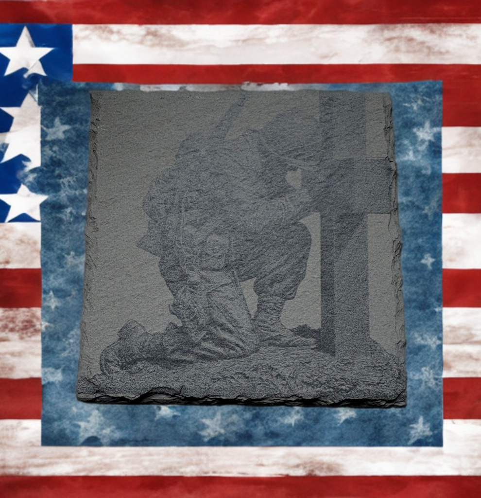 Set of Four Laser‑Engraved Slate Coasters: “Honor of the Fallen”