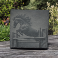 Set of Four Laser‑Engraved Slate Coasters: “Over the Rails”